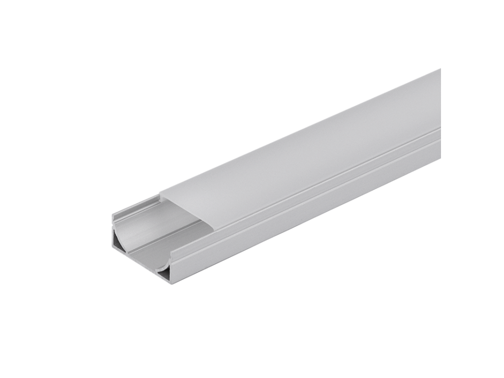 Aluminiumsprofil 12 mm til LED strip. 2 m. inkl. opal cover. 2 clips og endestykker