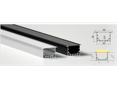 Alu-skinne m/krave for LED strip 50x35mm. SORT. 190 cm. inkl. mørkt cover og sorte endestykker.