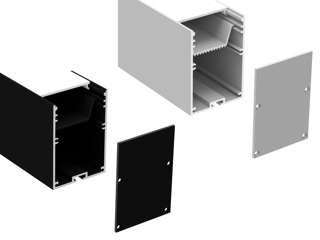 Alu-skinne for LED strip 50x70. 150 cm. inkl. matteret cover og endestykker