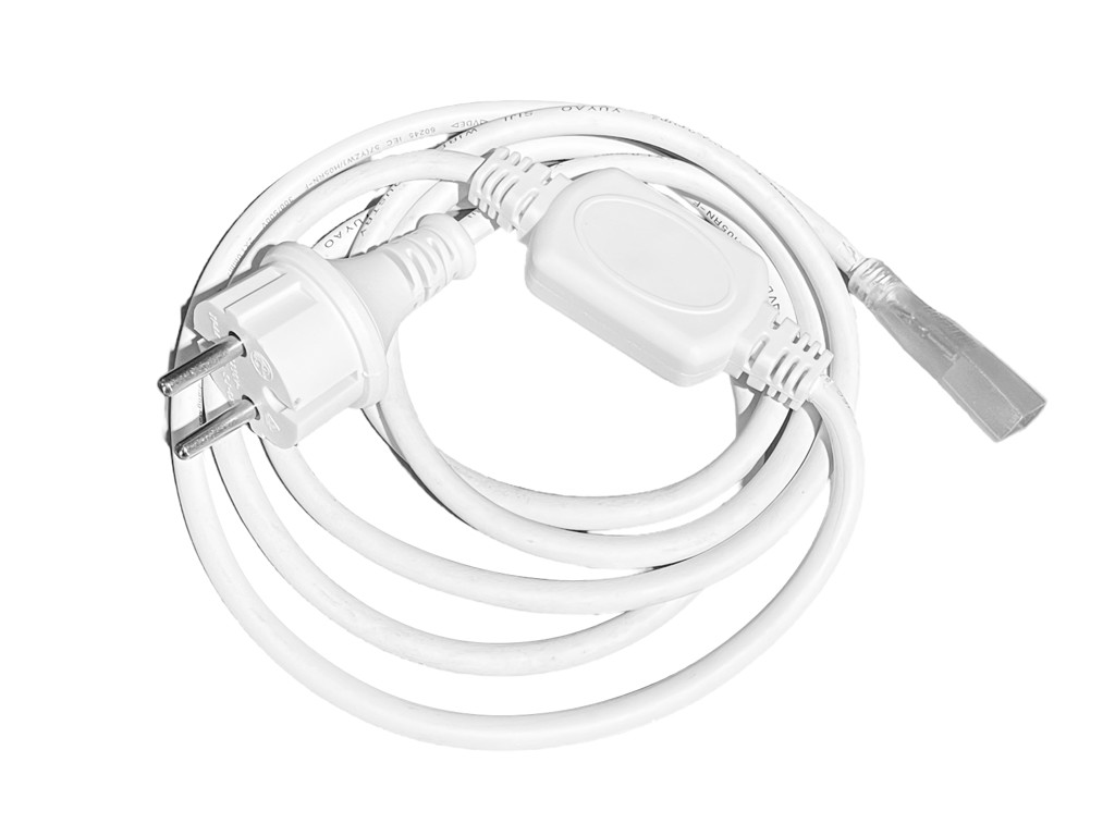 Tilslutningskabel 2 m. for 230V LED strip. inkl. endeprop og lim.