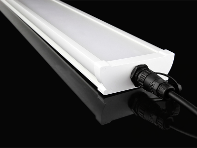 High-Lux LED armatur 60W 150 cm. NW. 2-ledet. Hvidt armatur med sort stik. Inkl. sorte tilslutning han+hun samt beslagsæt