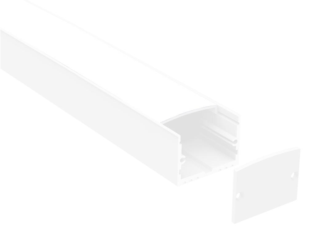 Alu-skinne for LED strip 32x25. HVID. 180 cm. inkl. matteret cover