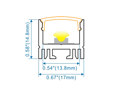Alu-skinne 17x15 for LED strip