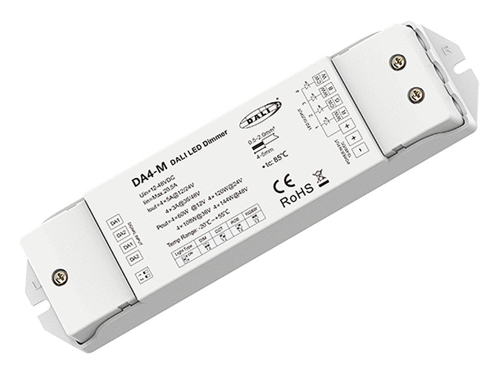 LED 4-kanals DALI-2 DT6/DT8 dimming controller CV. 12V/24V/36V/48V