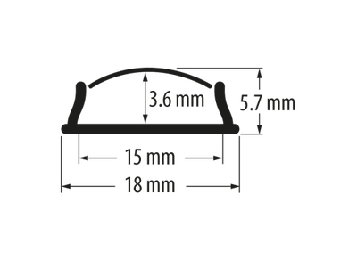 Aluminiumsprofil 15 mm til LED strip. 2 m. inkl. opal cover. 2 clips og endestykker