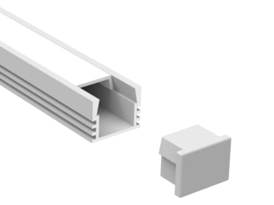 Alu-skinne HVID 16x12 for LED strip. 180 cm. inkl. cover