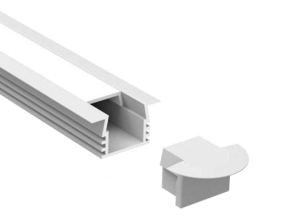 Alu-indbygn.skinne m/Krave ALU. 16x12 for LED strip. 180 cm. (inkl. cover. endestykker)