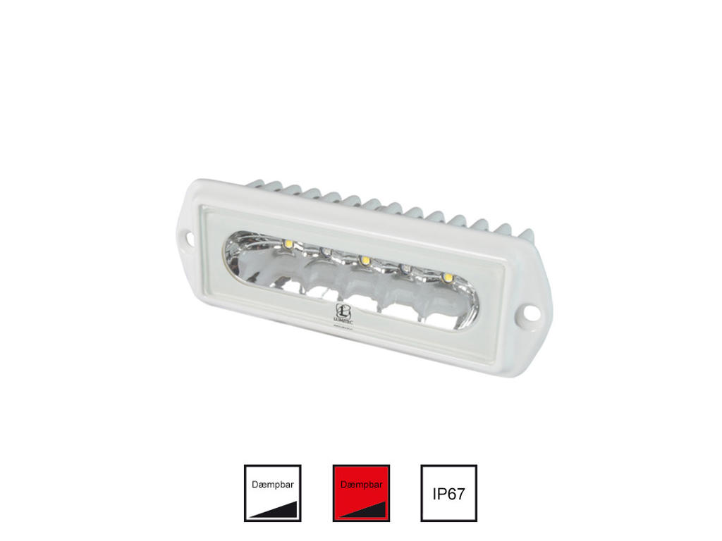 Dækslys hvid/rød dim in.10-30v