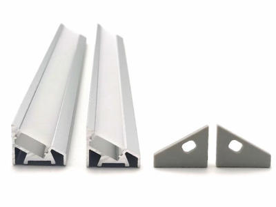 Alu-vinkelskinne 20x16 mm. for LED strip 180 cm. INKL. cover og clips (endestykker som tilkøb)