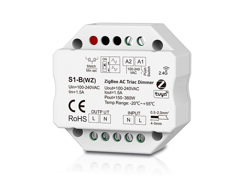 Zigbee 3.0/RF 2.4GHz/Tuya AC dæmper for TRIAC/PUSH