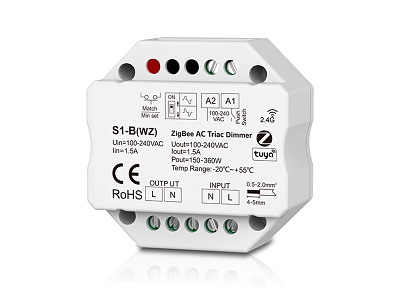 Zigbee 3.0/RF 2.4GHz/Tuya AC dæmper for TRIAC/PUSH