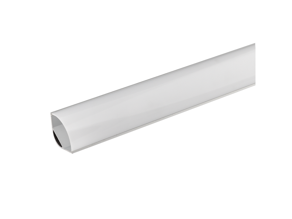 Hjørne-aluminiumsprofil 21 mm til LED strip. 2 m. inkl. opal cover. 2 clips og endestykker