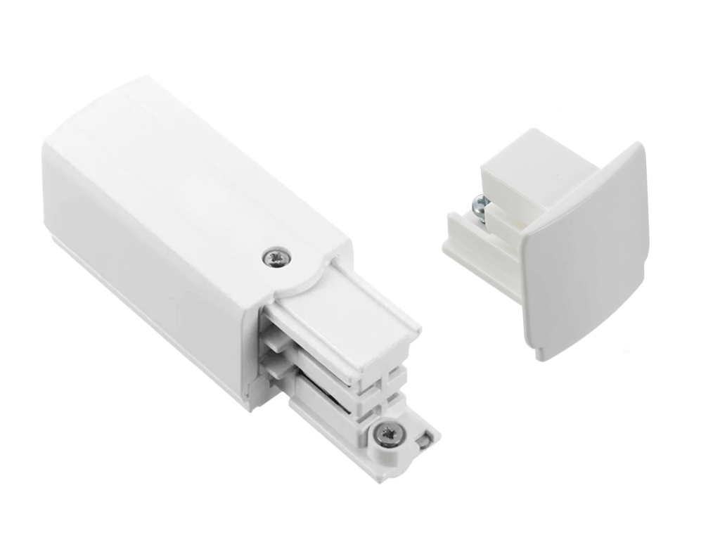 Track Rail tilslutning + endestykke højre – 3-faset – hvid (63963)