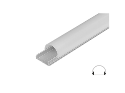 Aluminiumsprofil 12 mm til LED strip. 2 m. inkl. buet opal cover. 2 clips og endestykker