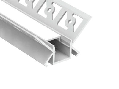 Hjørne indbygnings-aluskinne for LED strip. 180 cm. (48x26 mm) inkl. cover