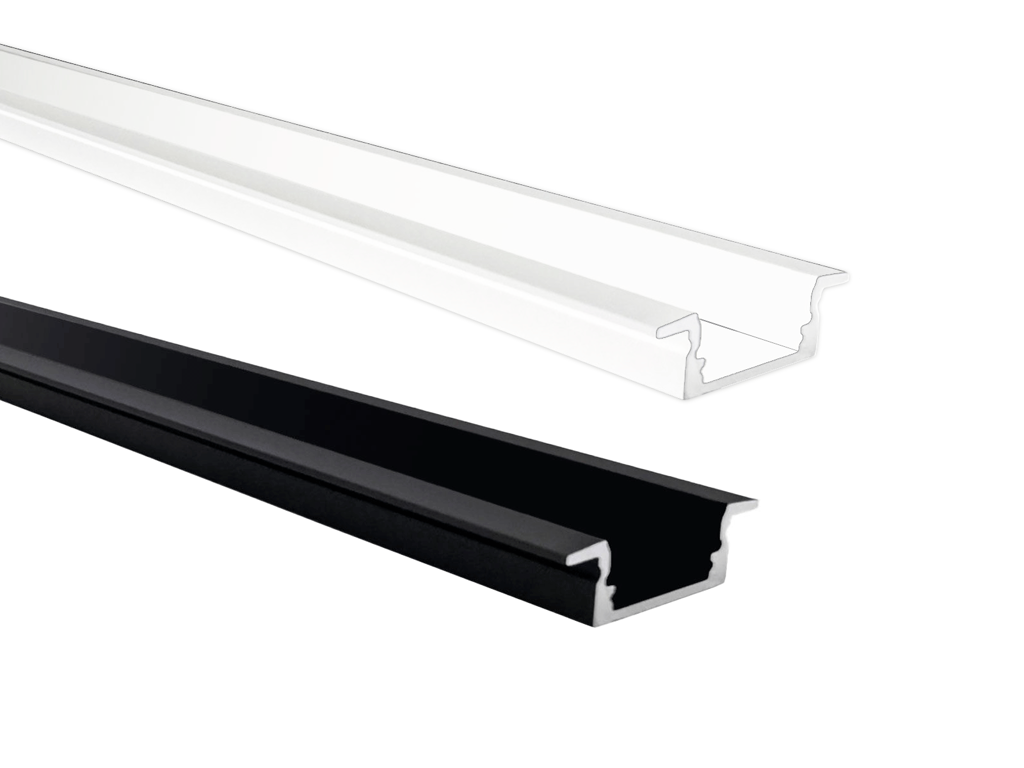 Alu-skinne m/krave 17x7 mm.  for LED strip. 180 cm.