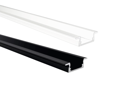 Alu-skinne m/krave 17x7 mm.  for LED strip. 180 cm.