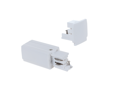 Track Rail tilslutning + endestykke venstre – 3-faset – hvid