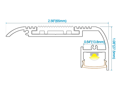 Alu-skinne for trappe trin. 1m
