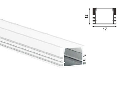 Alu-skinne HVID for LED strip. 120 cm. (16x12 mm) inkl. opal cover samt endestykkesæt