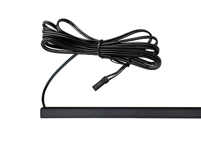 MODULE LED lysskinne sort 60 cm. 10x10 mm. 24V. 3.6W. 3000K. 2 m. ledning bagudrettet m. Dupont han-stik. inkl. 3 mont.clips m. skruer