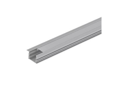 Indbygnings-aluminiumsprofil 12 mm til LED strip. 2 m. inkl. opal cover. 2 clips og endestykker