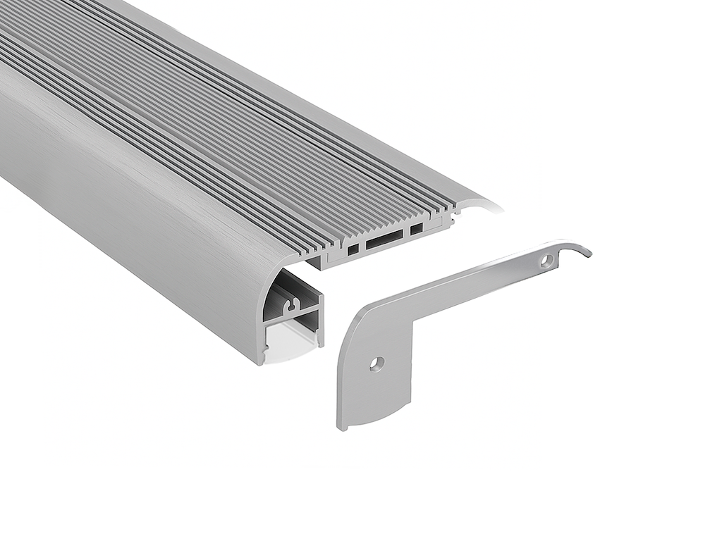 Alu-skinne for trappe trin. 1m