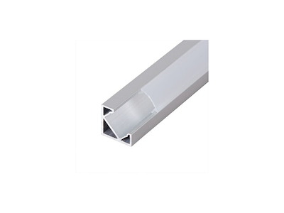 Hjørne-aluminiumsprofil 13 mm til LED strip. 2 m. inkl. opal cover. 2 clips og endestykker