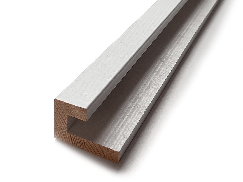 Træskinne for indirekte lys - Skyggeliste. hvidlakeret. 180 cm.