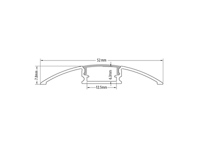 Fodliste-aluminiumsprofil 12 mm til LED strip. 2 m. inkl. opal cover. 2 clips og endestykker