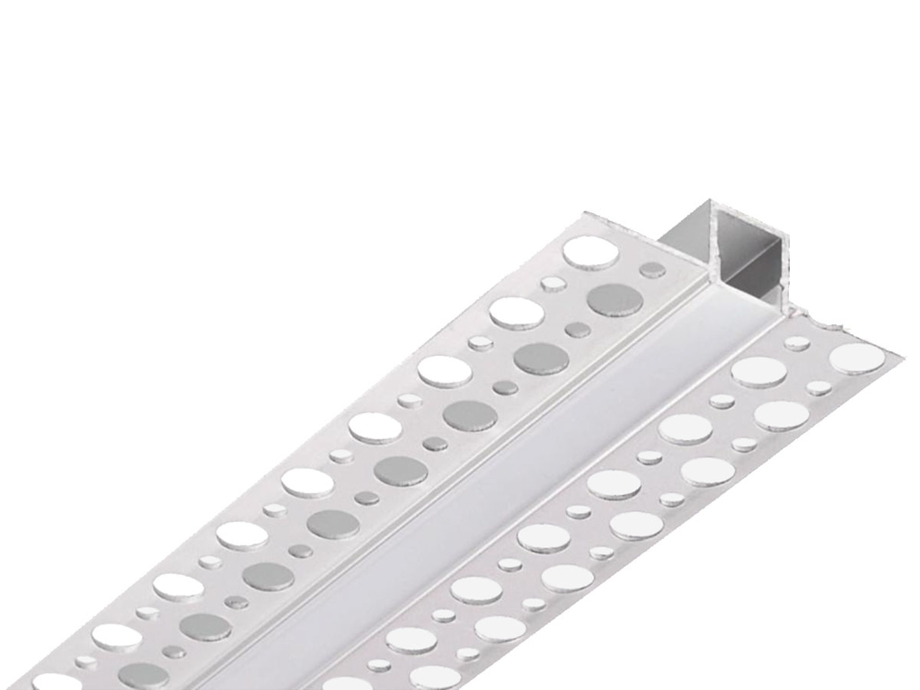 Indbygn. alu-skinne for LED strip. 180 cm. inkl. matteret cover