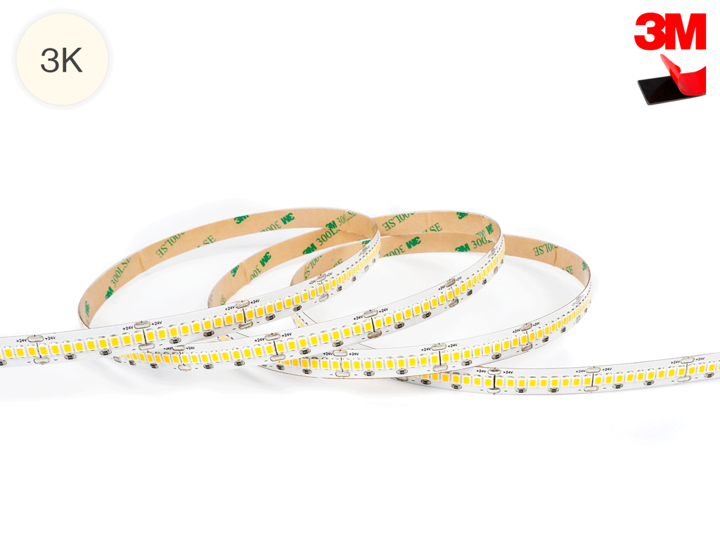 green:ID LED højlumen-strip 10 m. 7W/m. 3.000K. 24V. Ra90. 288LED/m. IP20. 10mm PCB. 50 cm. ledning i begge ender