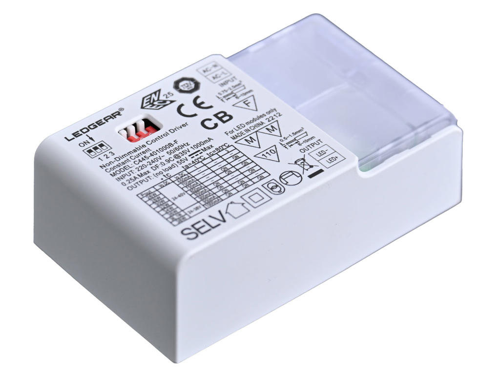 LEDGEAR fimmerfri ON/OFF driver sløjfbar. 650-1000mA/30-40V output