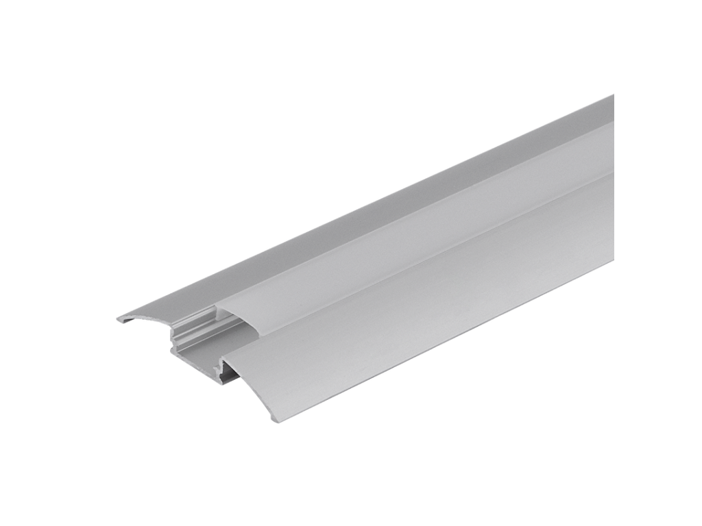 Fodliste-aluminiumsprofil 12 mm til LED strip. 2 m. inkl. opal cover. 2 clips og endestykker