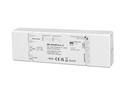 LED 4-i-1 controller 12-48V. phase-cut Triac+0/1-10V+DALI+Push dæmp