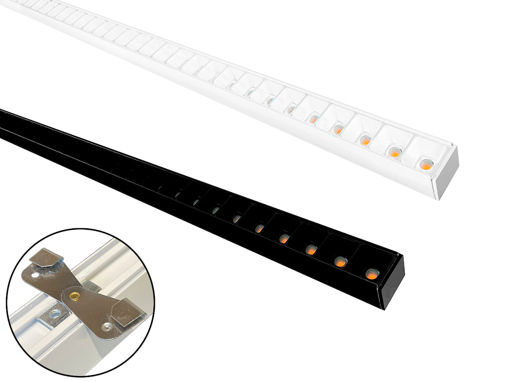 LED TC UGR lysskinne for T-skinne-loft. 60/120 cm. H: 25 mm.