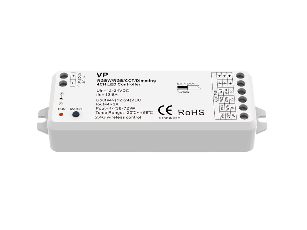 4-kanals CTA/RGB(W) Controller, 12-24V