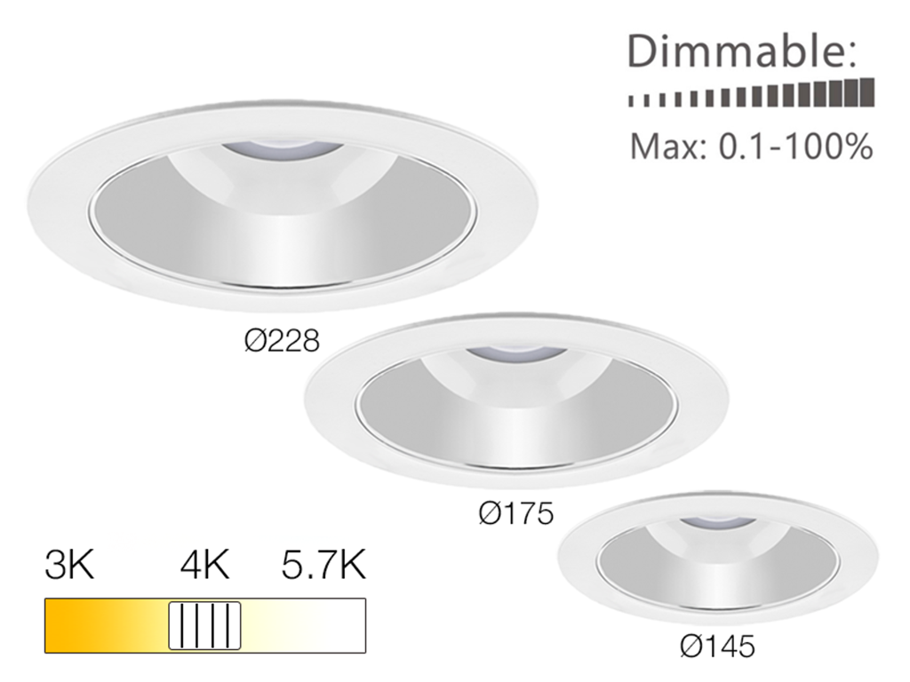 SPECTRE dæmpbar downlight, 3000K+4000K+5700K