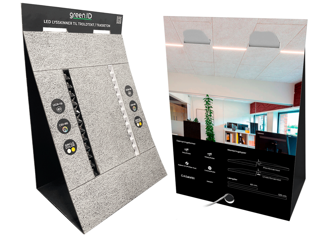 Borddisplay UGR LED for Troldtekt/træbeton inkl. fjernbetjening og strømforsyning