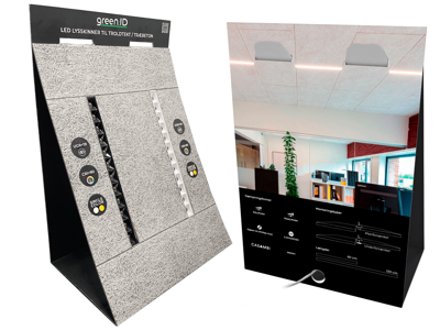 Borddisplay UGR LED for Troldtekt/træbeton inkl. fjernbetjening og strømforsyning