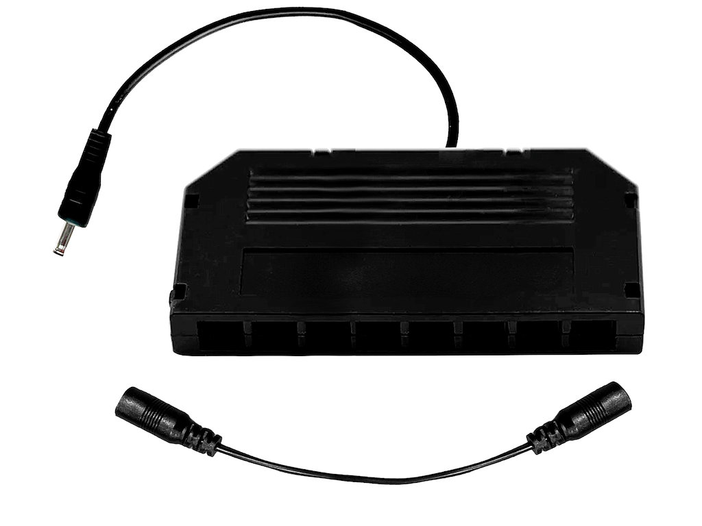 Dupont fordeler boks 8 udgange til LED skinne m. DC 35135 stik. Sort. Inkl. adapter hun/hun 10 cm.