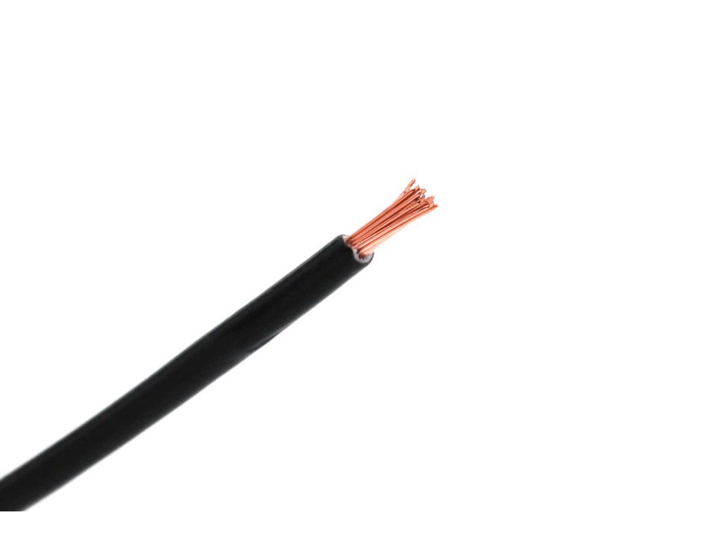 Ledning. blød sort 6mm 100 meter
