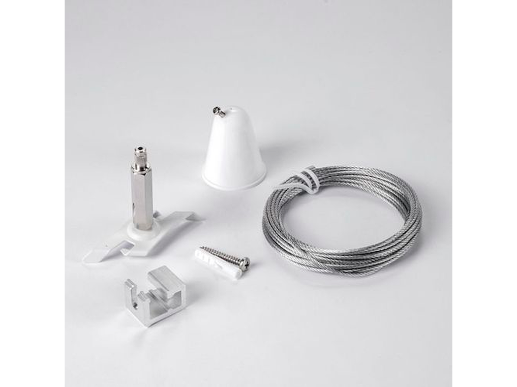 Wire-ophængssæt for PRO track-skinner (hvid) / wirelængde 5 m.