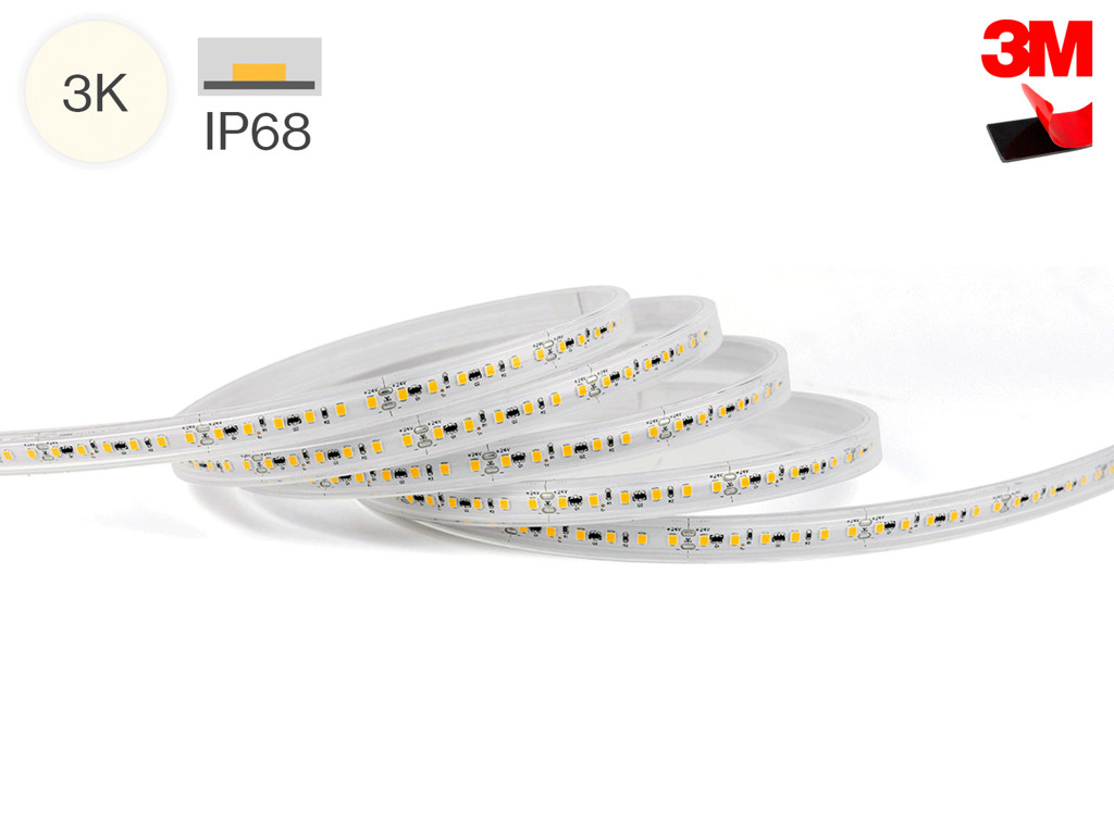 LED vandtæt TrueColor strip WW. 95 cm. 24V. 10W/m. IP68. 1x 3 m. ledning