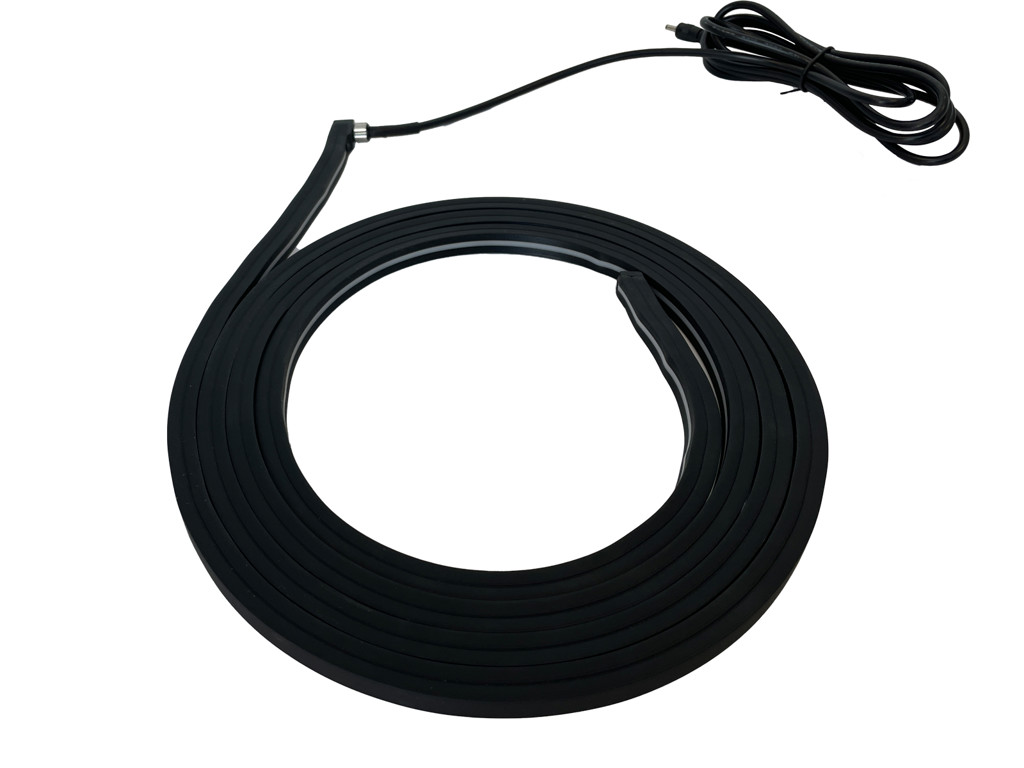 Silikone-skinne for LED strip 10x10 mm. sort. 250 cm. inkl. 5 monteringsclips og sort endestykke-sæt