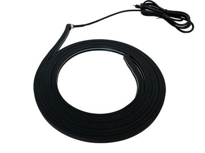 Silikone-skinne for LED strip 10x10 mm. sort. 250 cm. inkl. 5 monteringsclips og sort endestykke-sæt