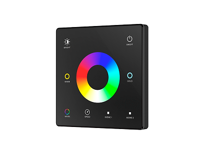 Fjernbetjeningspanel 2.4GHz for RGB/RGBW 4 zoner styring og dæmp. Sort